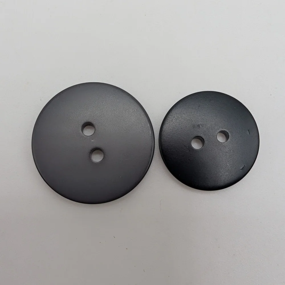 Chanel Buttons Black Gray 2-Hole 19mm Logo Engraved 2pc Set Replacement Round